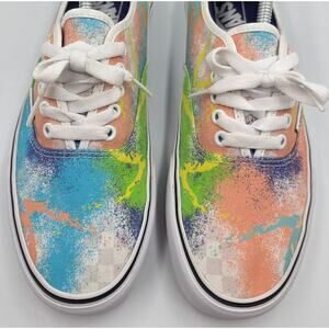 Vans Low Top Skate Shoes Men 9.5 Women 11 Colorful Retro Print Splatter Spray‎